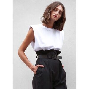 The Frankie Shop Eva Padded Shoulder Muscle Sleeveless T-Shirt Tank in White
